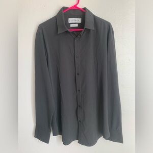 Mizzen+Main Charcoal Textured Long-Sleeve Dress Shirt